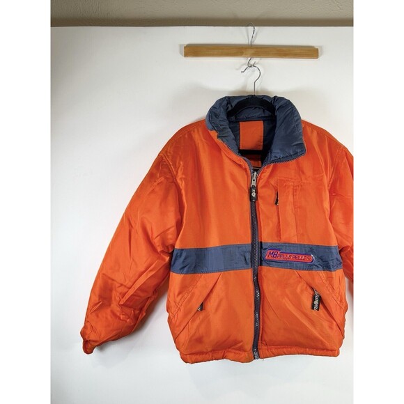 Reversible Down Jacket with Racing Patch by Mark Buchanan, 90s-00s Pelle Pelle - Picture 11 of 15